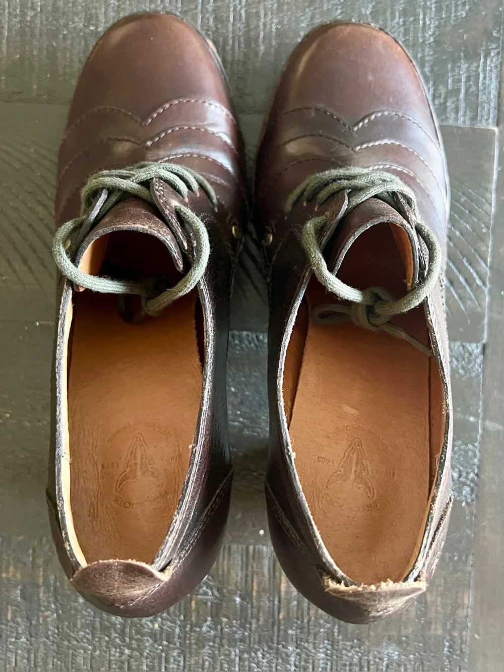Frye Adrienne Oxford Heels Womens 8 Brown Leather Academia Vintage Lace Up